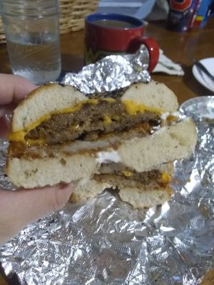 Tasty cross-section at Cocky's Bagels in North Olmsted