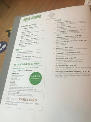 Veggie menu at Siam Niyom in South East London