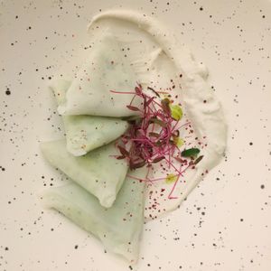 Vareniki with almond ricotta (raw) at Raw to Go Kitchen in Moscow