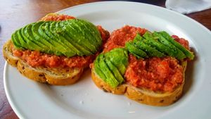 Avocado & tomato jam on toast at Nest on The Hill in Sabden