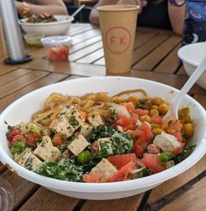 Loaded veggies, legumes, and tofu. at Fresh Kitchen in Davie