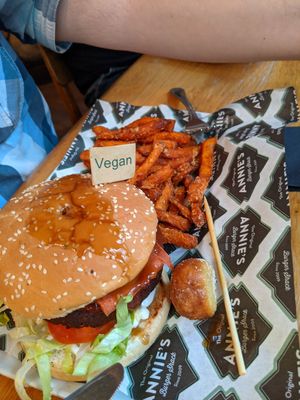 Johnny Vegas vegan burger at Annie's Burger Shack in Nottingham