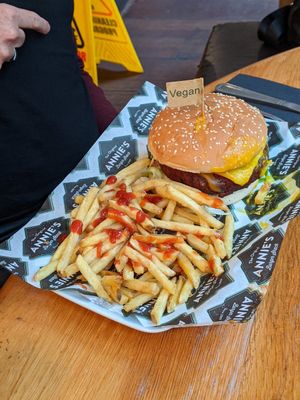 Vegan burger at Annie's Burger Shack in Nottingham