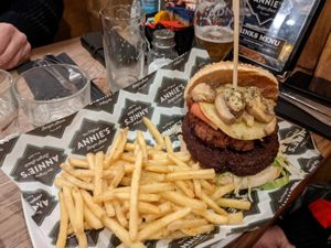 Vegan burger at Annie's Burger Shack in Nottingham