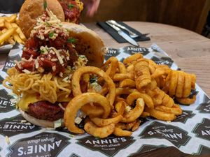 Vegan Italian 'meat'ball special burger at Annie's Burger Shack in Nottingham