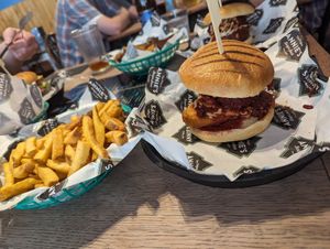 Lasagne burger made with vegan 'chicken' at Annie's Burger Shack in Nottingham