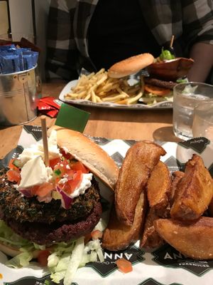 Amazing vegan greek burger at Annie's Burger Shack in Nottingham