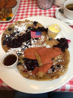 Vegan blueberry pancakes at Annie's Burger Shack in Nottingham