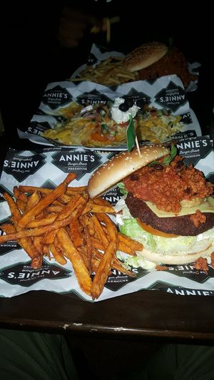 Vegan Sloppy Joes and sweet potato fries at Annie's Burger Shack in Nottingham
