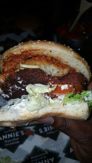 Tasty patty, toasted bun and fresh salad at Annie's Burger Shack in Nottingham