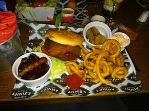 Johnny Vegas burger - vegan at Annie's Burger Shack in Nottingham