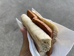 Vegan leberkäs bun  at Siggis Vegan Streetfood in Munich