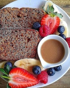 Vegan loaded banana bread! at Laxey Kitchen in Laxey