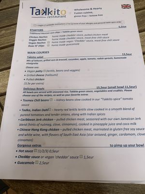 Menu  at Takkito in Montpellier