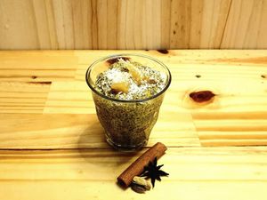 La merveille de chia est infusée au lait de coco et curcuma at Takkito in Montpellier