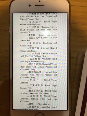 English menu from phone at Healthy Home in Shanghai