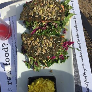 burger at Chef Sara's Raw Vegan Academy and Cafe in Cave Creek