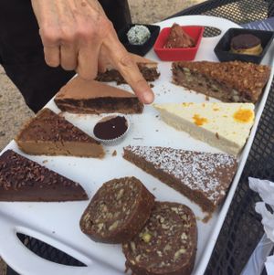 chef Sara & her dessert selection at Chef Sara's Raw Vegan Academy and Cafe in Cave Creek