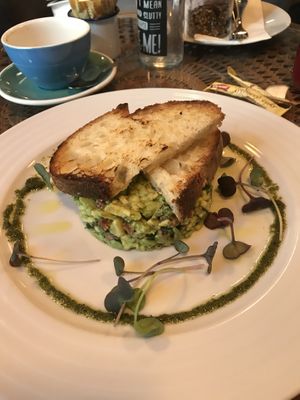 Avocado tartare  at coffee corner bakery in Prague