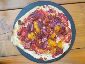 BBQ vegan pizza at The Sound Lounge in Sutton