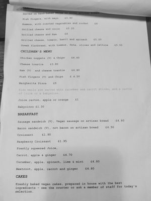 Menu as of 29.07.22 at The Sound Lounge in Sutton