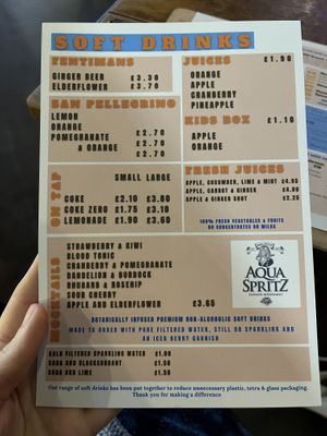 Soft drink menu   at The Sound Lounge in Sutton