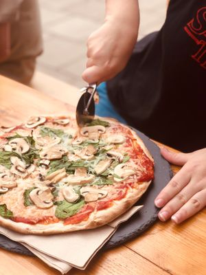 Mushrooms with spinach and cheese at The Sound Lounge in Sutton