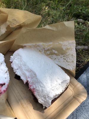 chocolate cream cake to go  at Cafe Loumee in Fuessen