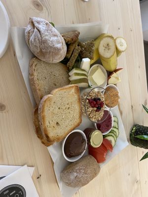 The breakfast mix (a mix of green and sweet platters, plus x2 hot drinks for €26.90)  at Cafe Loumee in Fuessen