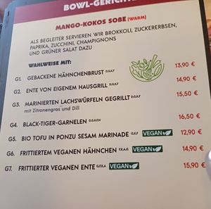 Menu at Mr Tu in Cottbus