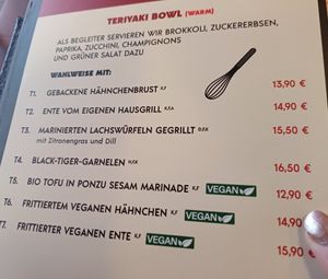 Menu at Mr Tu in Cottbus