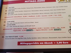 Menu at Mr Tu in Cottbus