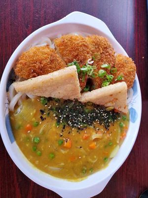 Vegan curry with udon noodles at Soho Ramen & Sake Bar in Temecula
