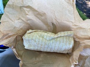 Falafel Wrap (vegan), looking like a burrito at Doner Box in Seattle
