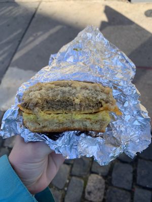Awesome breakfast sandwich  at Crust Vegan Bakery in Philadelphia