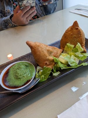 Vegan samosas at Daawat Indian Grill & Bar in Seattle