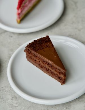 Vegan Sacher Cake at Green One BTC in Ljubljana