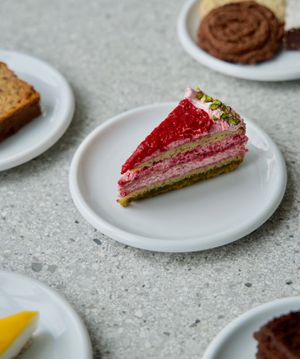 Rasbperry Pistacchio Cake at Green One BTC in Ljubljana