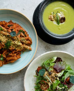 Lunch Menu (soup + pasta + salad) at Green One BTC in Ljubljana