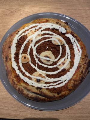 ‘ragu’ vegan pizza at Green One BTC in Ljubljana