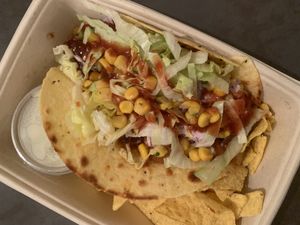 Mexican tacos with corn chips  at Green One BTC in Ljubljana