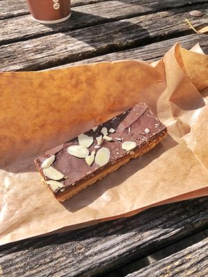 gluten free, vegan twix bar! at Green One BTC in Ljubljana