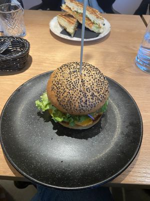 vegan cheeseburger  at Green One BTC in Ljubljana