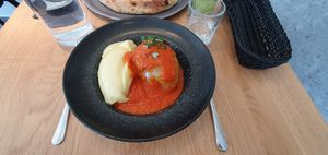 Poivron farci et purée de pomme de terre at Green One BTC in Ljubljana