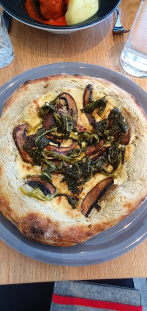 Pizza bianca at Green One BTC in Ljubljana