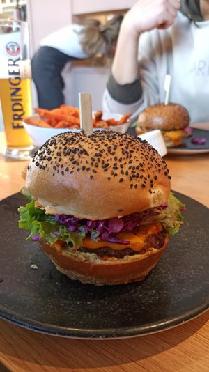 BBQ cheeseburger at Green One BTC in Ljubljana