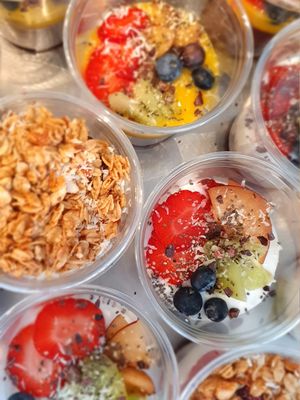 Chia and coconut yoghurt cup at Green One BTC in Ljubljana