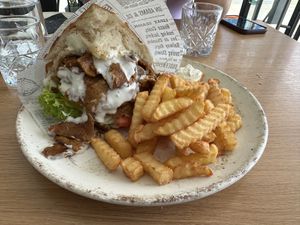 Vegan kebab and fries  at Green One BTC in Ljubljana