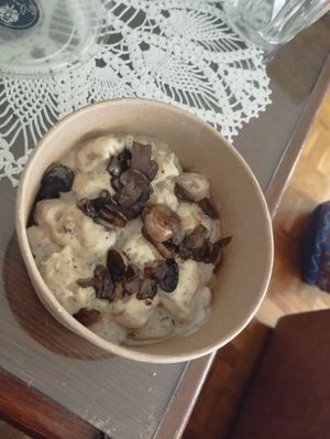 Gnocchi with White Truffles and Porcini Mushrooms at Green One BTC in Ljubljana