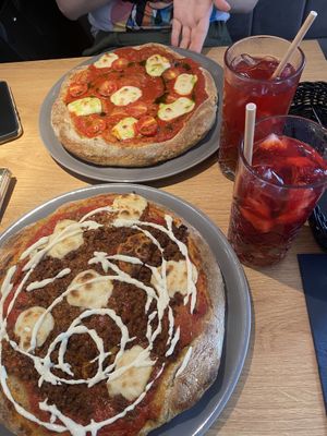 Pizza ragu and Margherita  at Green One BTC in Ljubljana